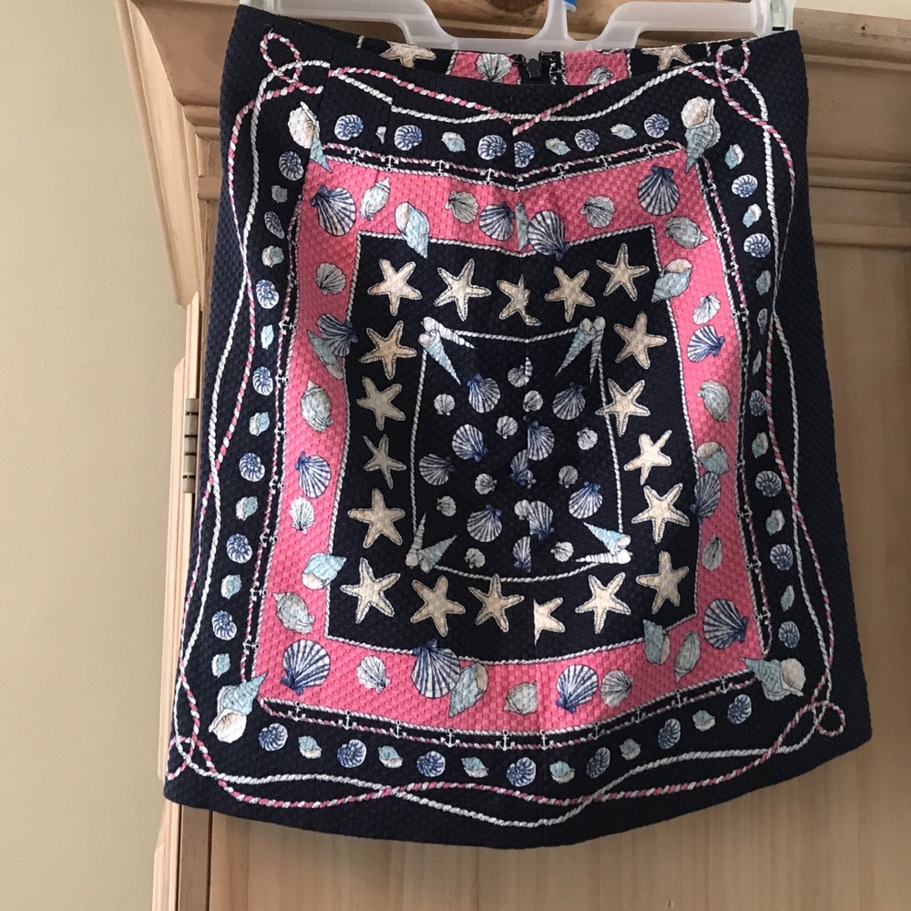 Talbots Petites Navy Pink Seashell Nautical Rope Skirt Women’s Size 2P